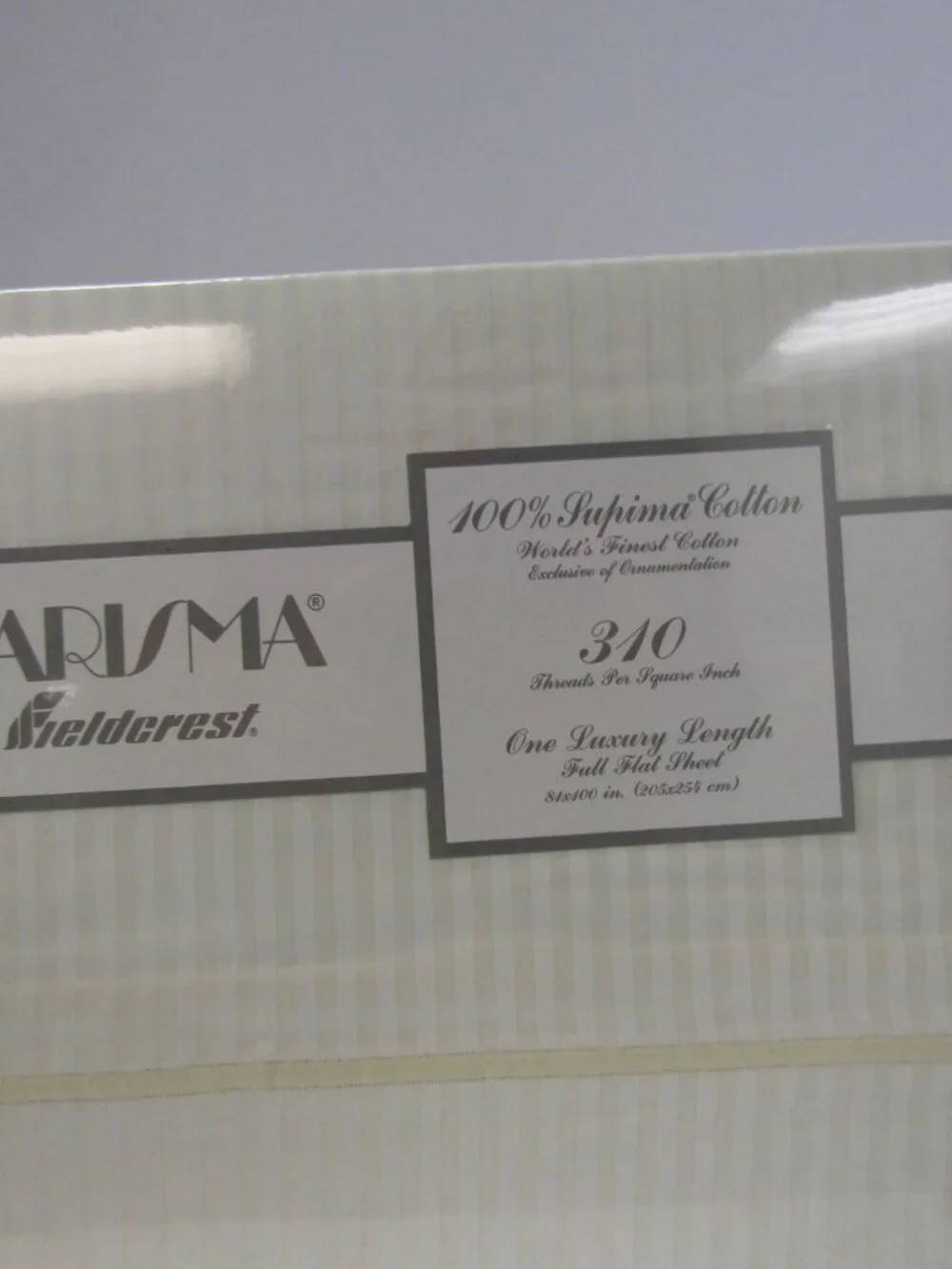 Fieldcrest Charisma Imperial Stripe Full Sheet Set 310TC Supima Cotton NIP VTG